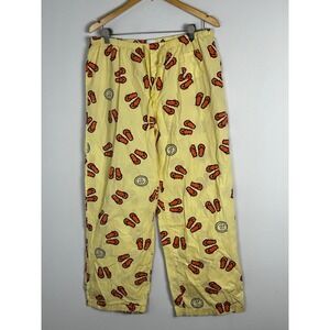 Life Is Good Wide Leg Sandal Print Yellow Orange Pants Womens Sz LLG Large Plus